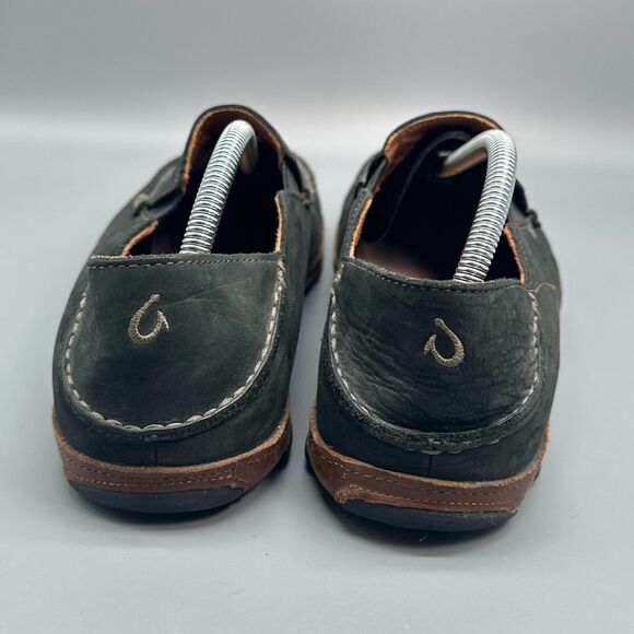 Olukai Moloa Men\'s 10 Black Nubuck Leather Casual Shoes Slip-On Round Toe Loafer main image 10